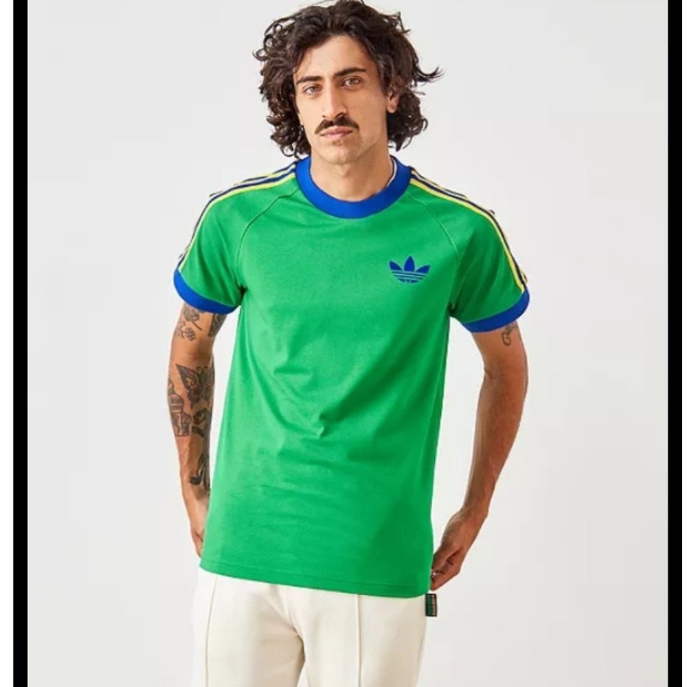Adidas Originals Men Sportswear Fit Crew Neck Vintage Cali Tee Green Blue M